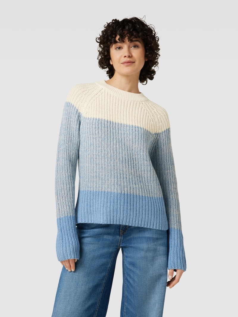 Strickpullover mit Blockstreifen Modell 'Remone' in hellblau
