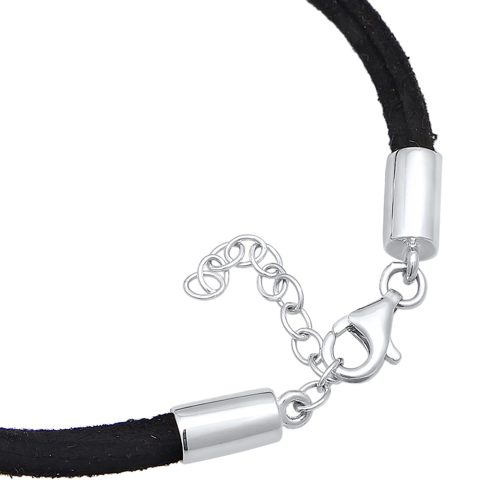 Elli Elli Bracelet Femmes Cercle Géo avec cuir synth. noir en argent sterling 925 Bracelet