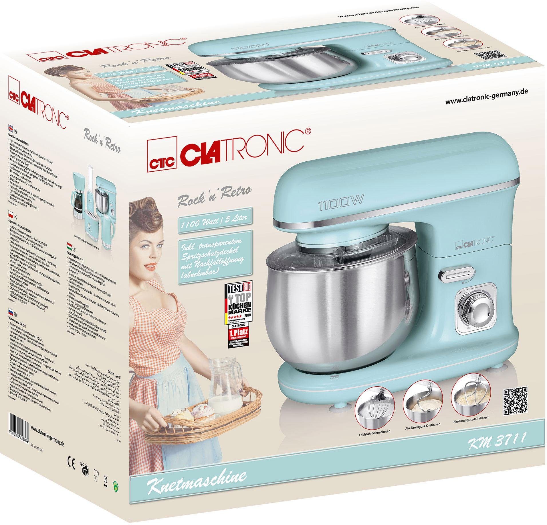 CLATRONIC Küchenmaschine KM 3711 mint-grün, 1100 W, 5 l Schüssel