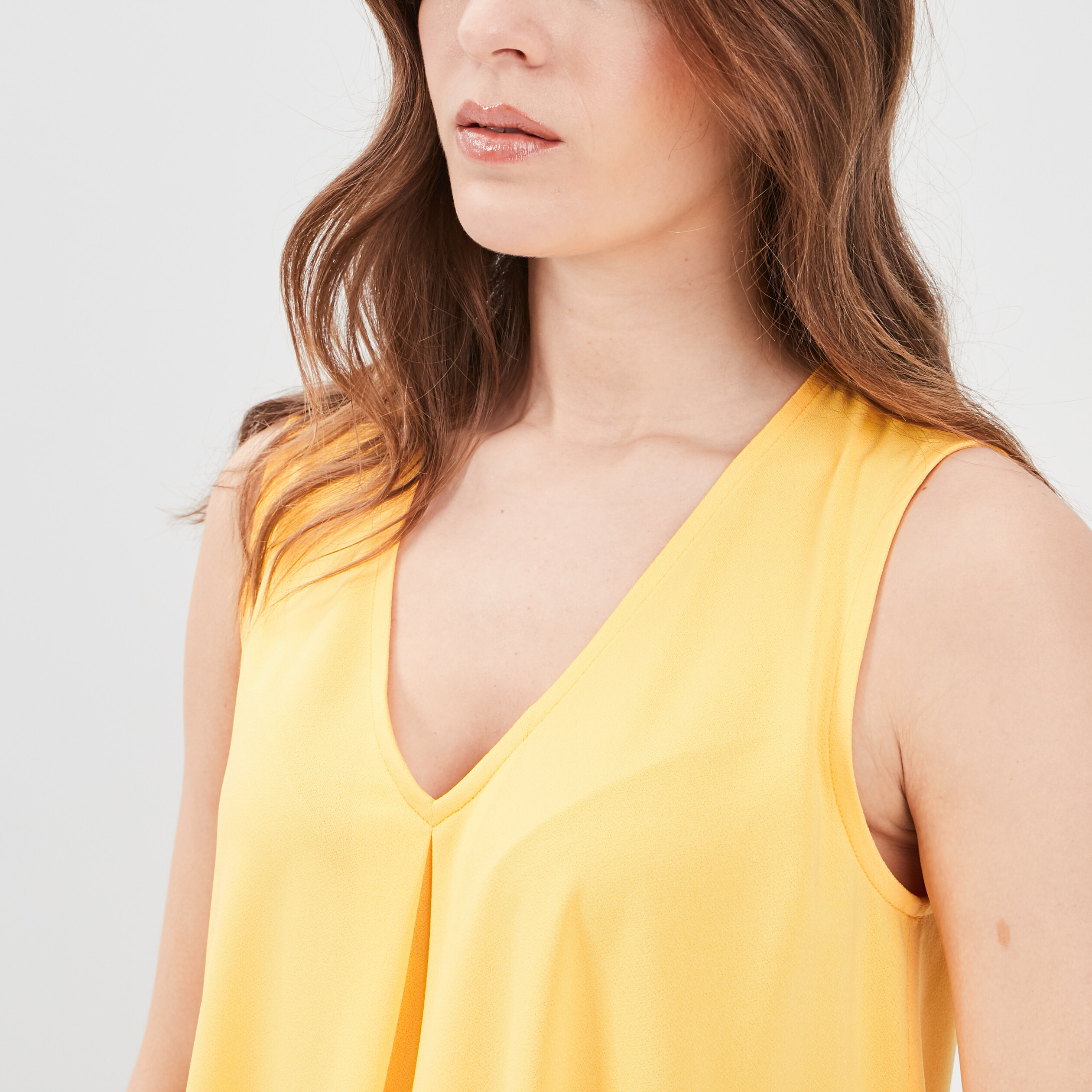Débardeur à plis effet crêpe jaune femme | La Halle