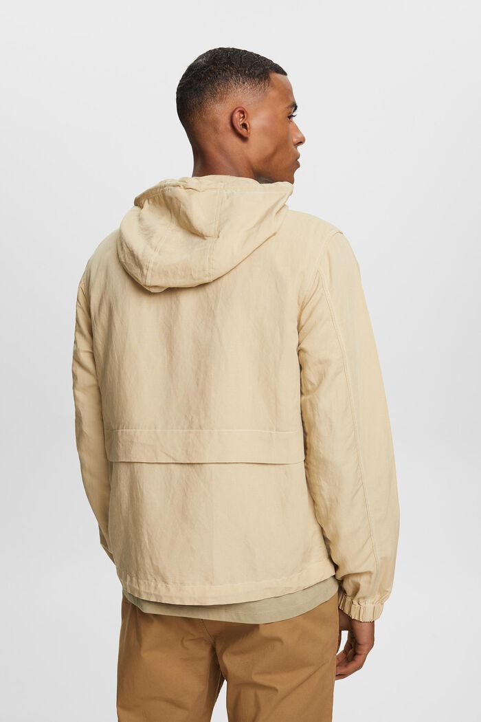 Übergangsjacke mit Kapuze, Leinenmix