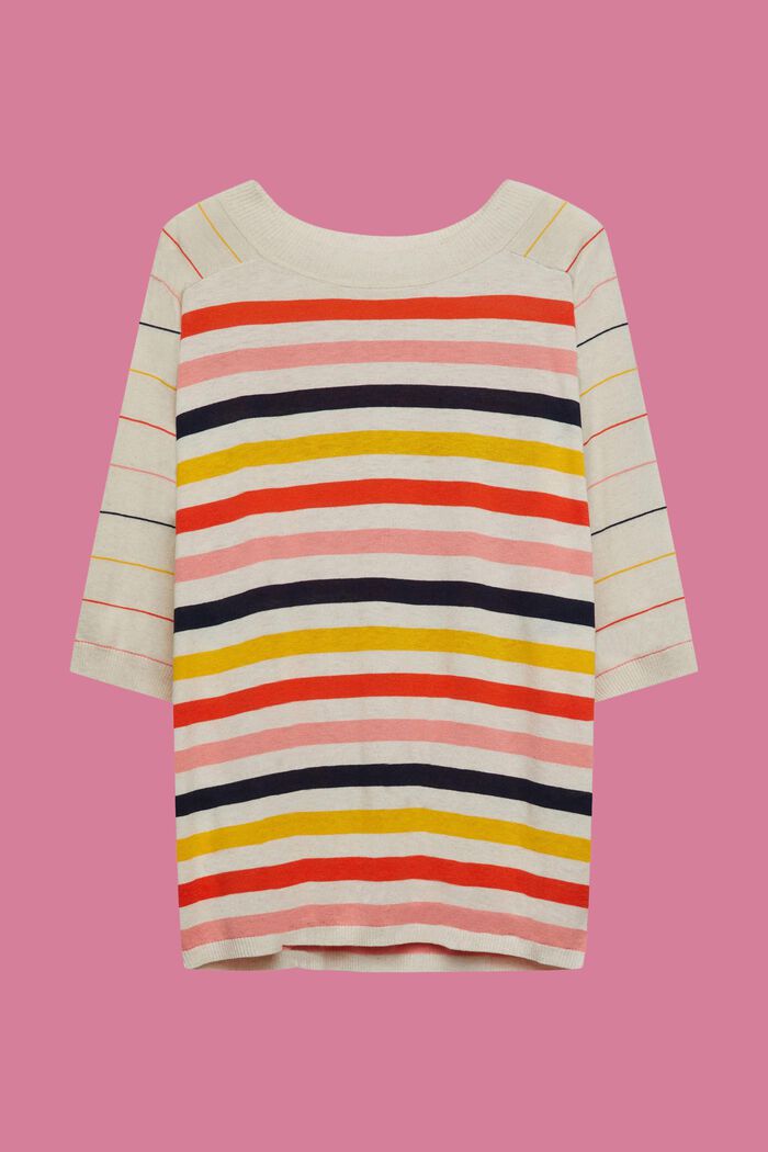 Pullover mit Cropped-Ärmeln und Leinen
