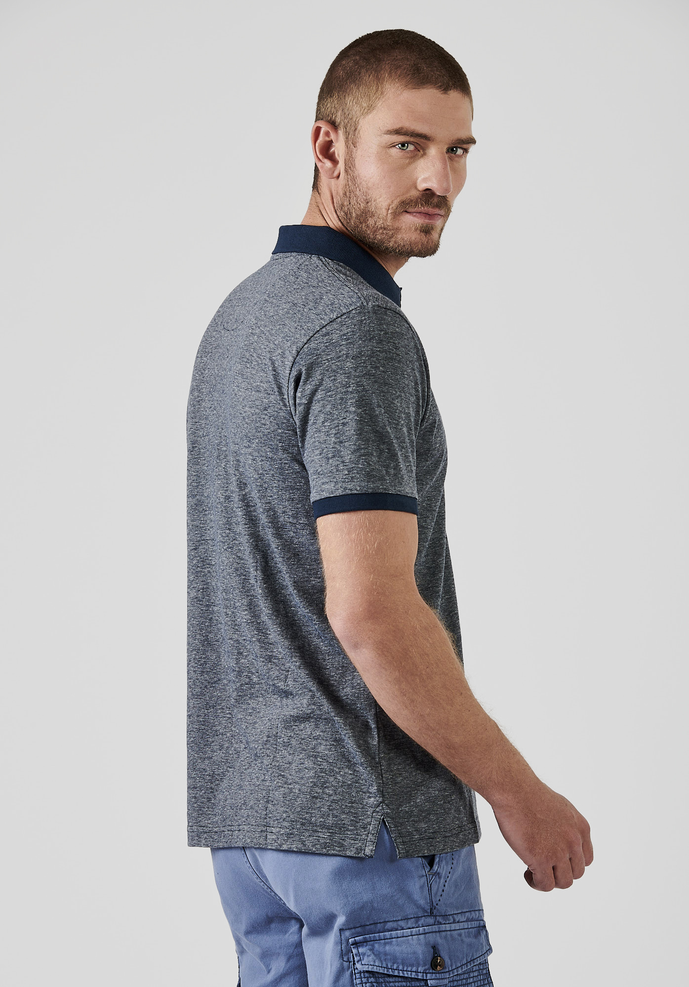 NASH   T-shirt bleu imprimé Homme 100% coton