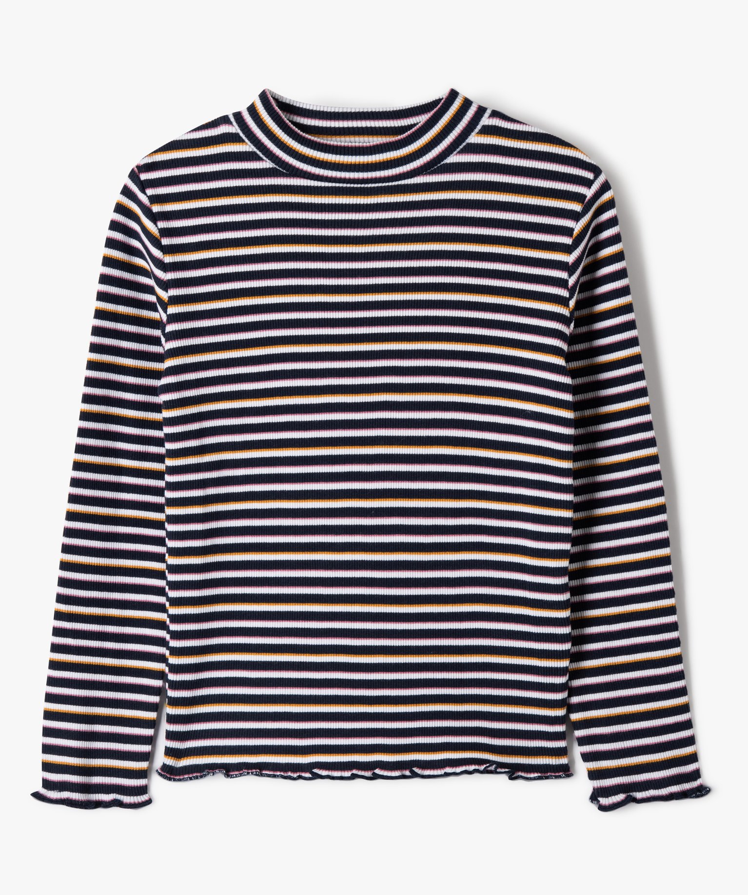 Tee-shirt ctelé à manches longues fille raye | GEMO