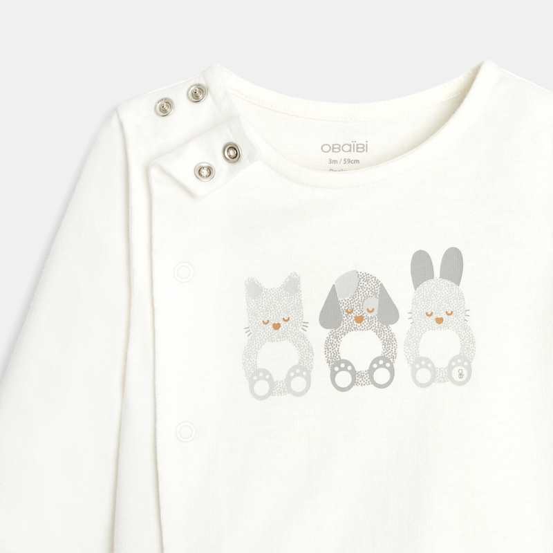 Dors-bien coton animaux (lot de 2) blanc naissance