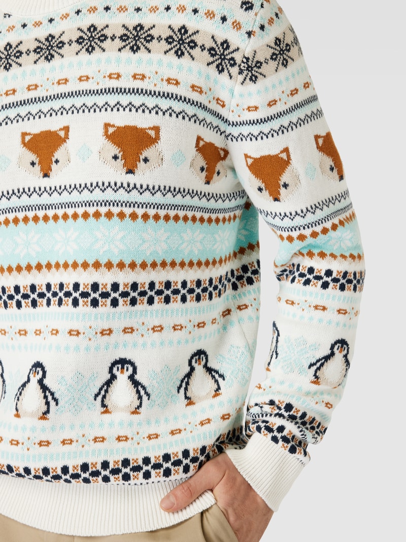 Strickpullover mit Allover-Muster Modell 'CARLOS' in offwhite