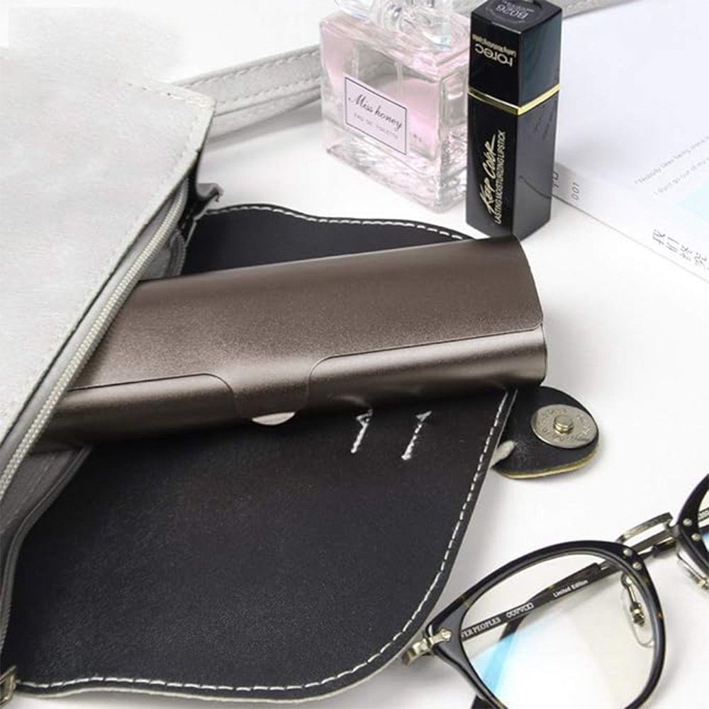 HIBNOPN Brillenetui Brillenetui hardcase Aluminium Lesebrillenetui für Damen und Herren