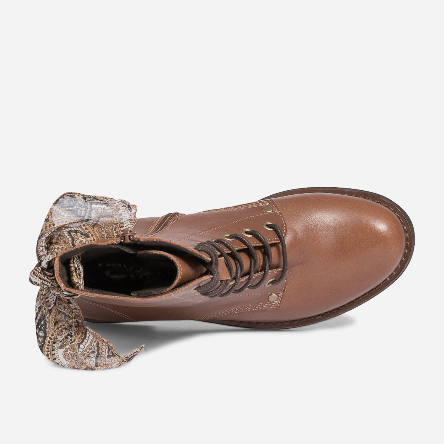 Bottine TEXTO camel en cuir à nœud imprimé