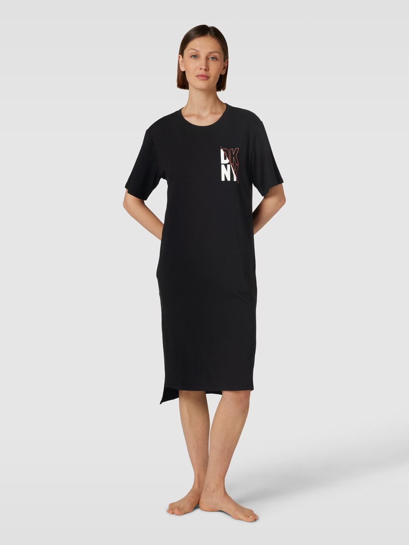 Nachthemd mit Logo-Print in schwarz