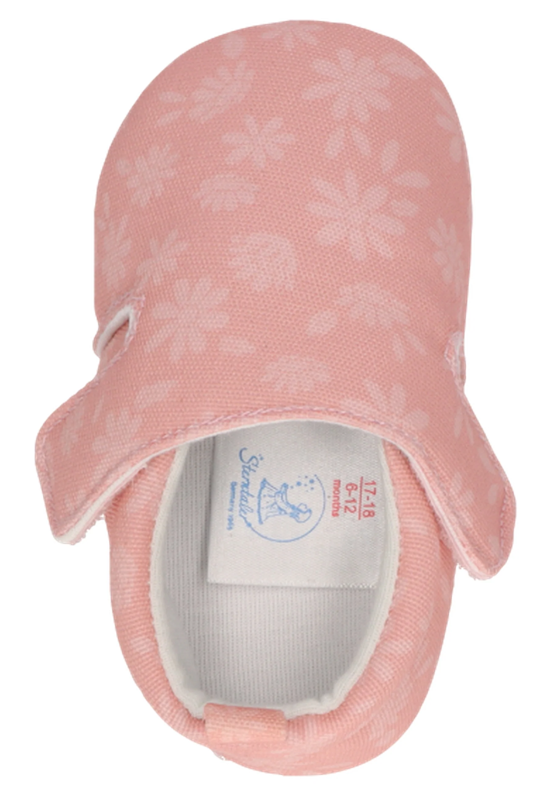 Krabbelschuh bedruckt mit Gänseblümchen in mattrosa