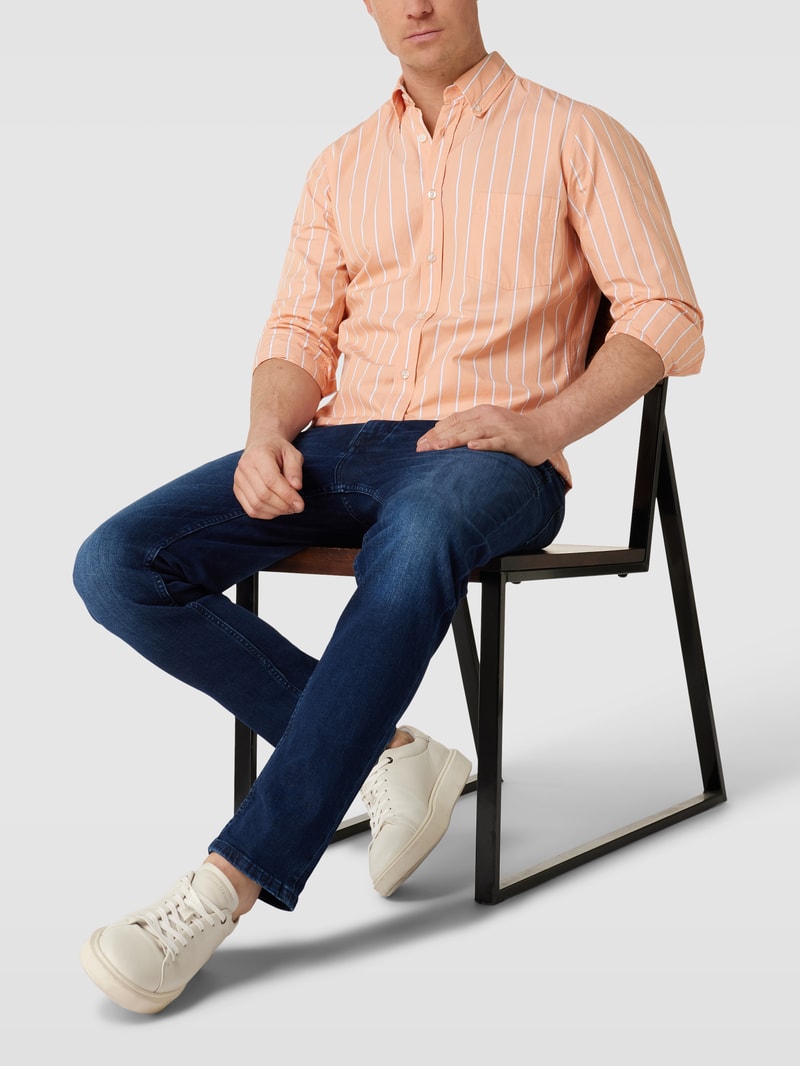 Regular Fit Freizeithemd mit Streifenmuster Modell 'Rickert' in orange