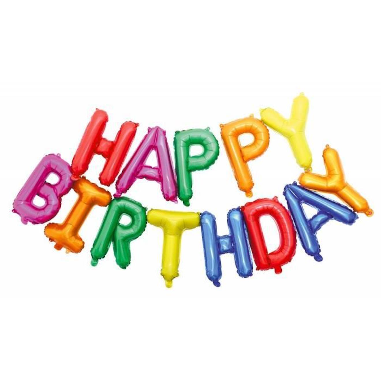 Ballon Mylar Happy Birthday multicouleur noir