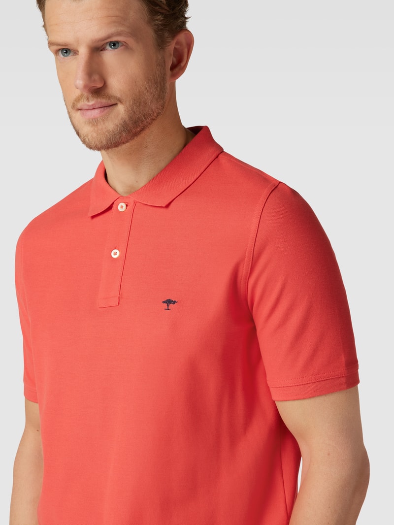Poloshirt mit Logo-Stitching in koralle