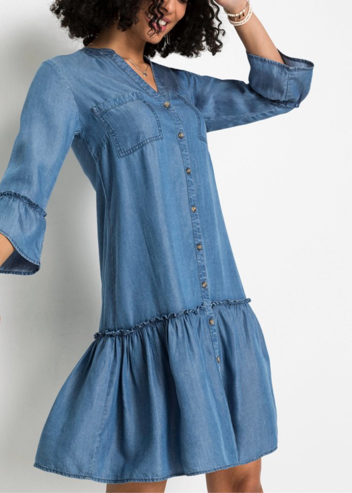 Blusenkleid mit Rüschen aus Tencel Lyocell