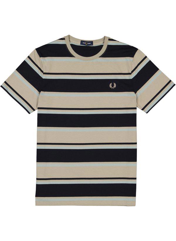 Fred Perry, T-Shirt, Baumwolle, navy-khaki gestreift