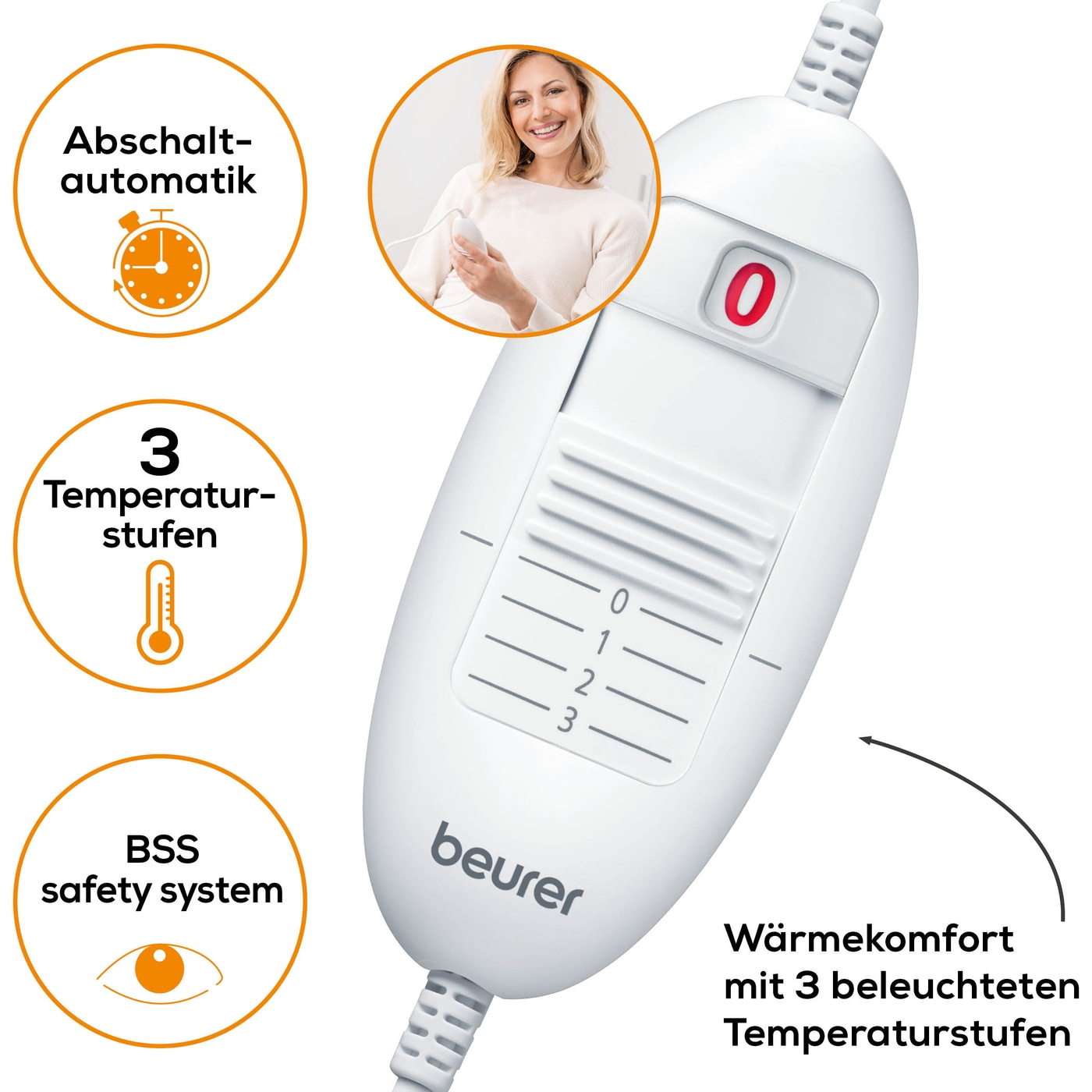 Beurer Heizkissen HK 45 Cosy-XXL Heizkissen mit abnehmbaren Flauschfaserbezug & 3 Wärmestufen
