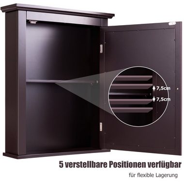 COSTWAY Spiegelschrank Bad, mit Tür& verstellbarem Regal, 56 x 15 x 69,5 cm