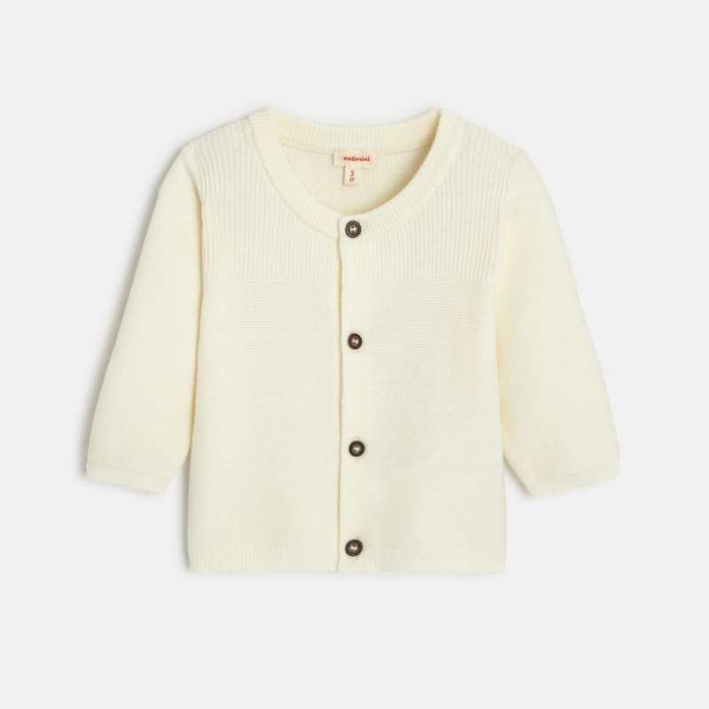 Cardigan bébé en tricot écru beige Catimini