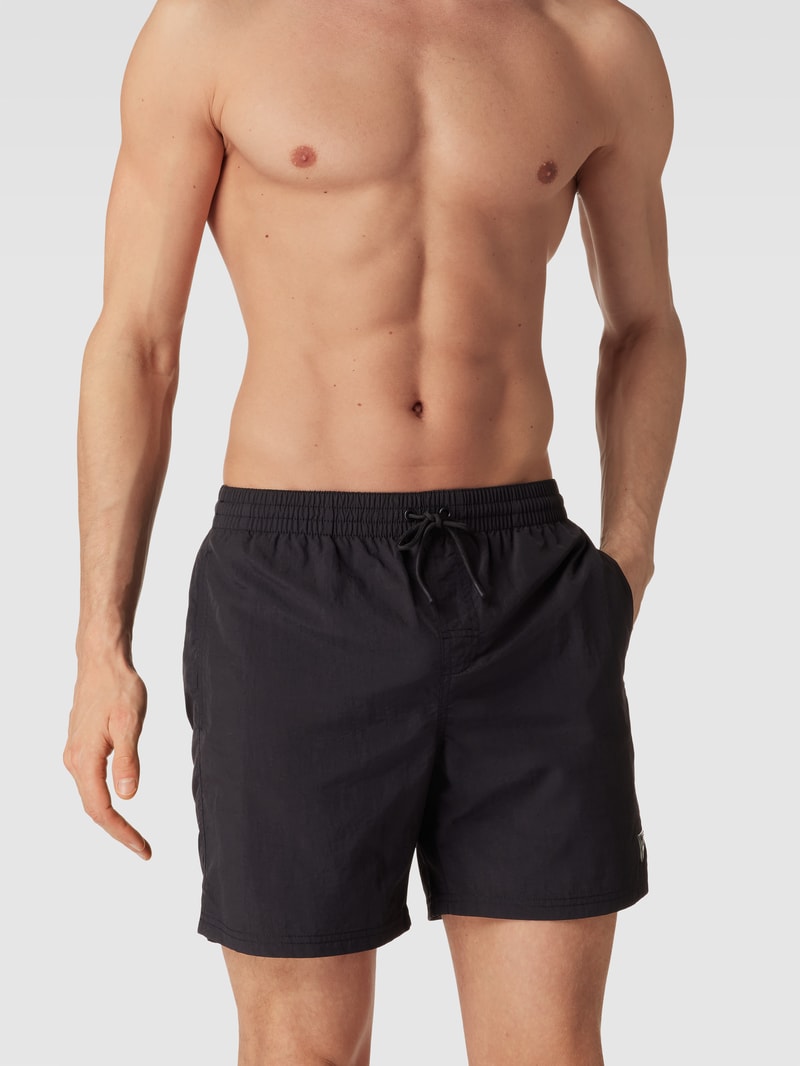 Badehose mit elastischem Bund in schwarz