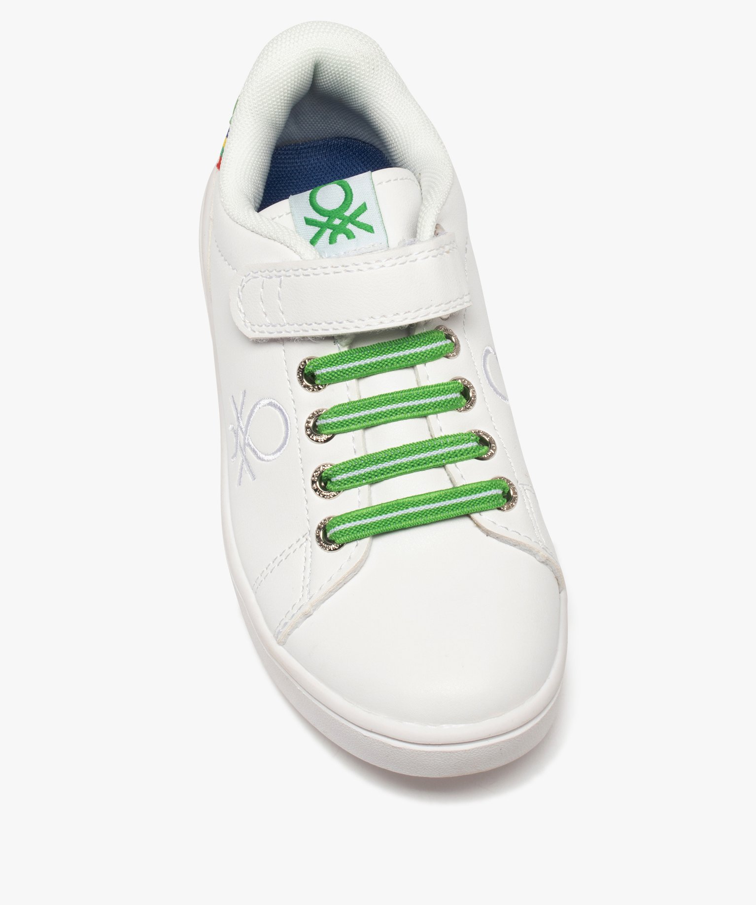 Baskets Garçon colorées à lacets et scratch - Benetton blanc | GEMO