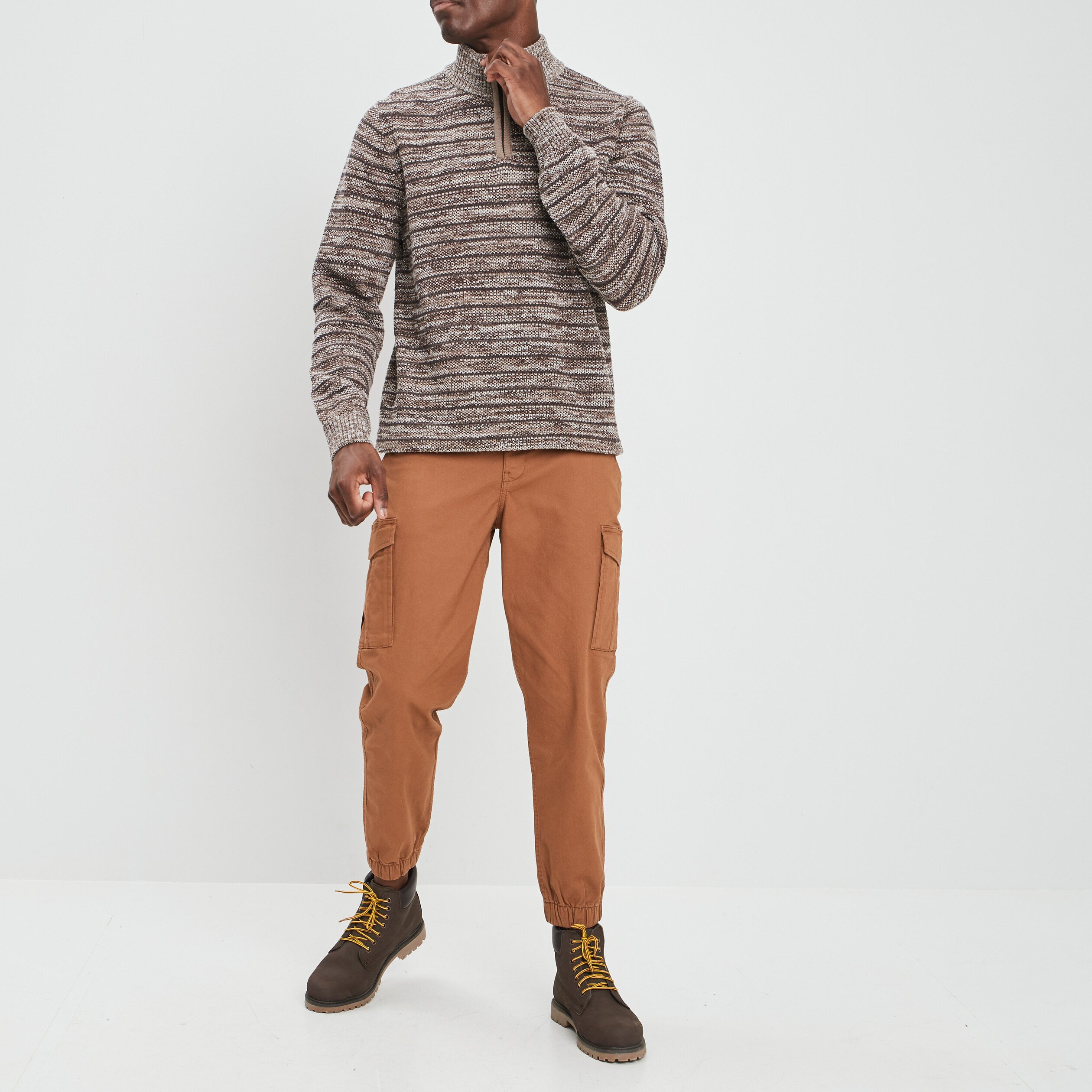 Pull avec col montant camel homme | La Halle