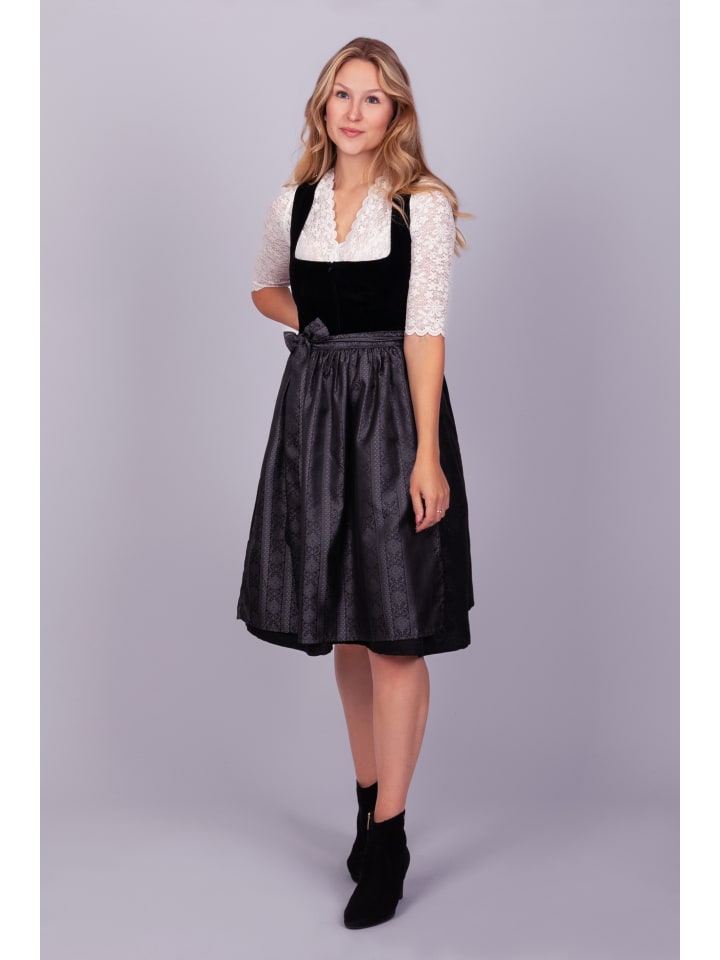 Edelnice Midi Dirndl Evi Samt Schwarz in schwarz günstig kaufen