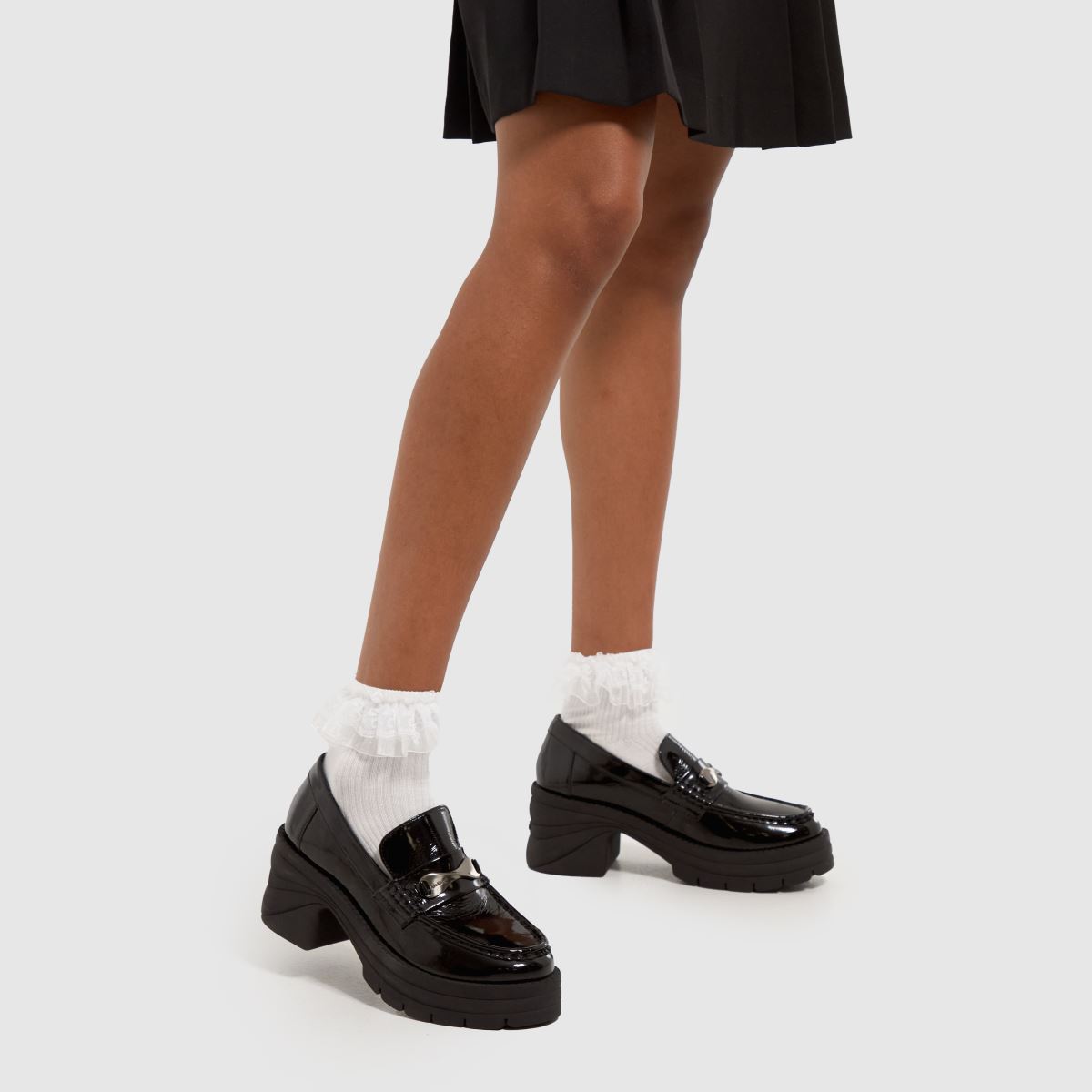 Kickers – Edie – Svarta loafers med låg klack och klack