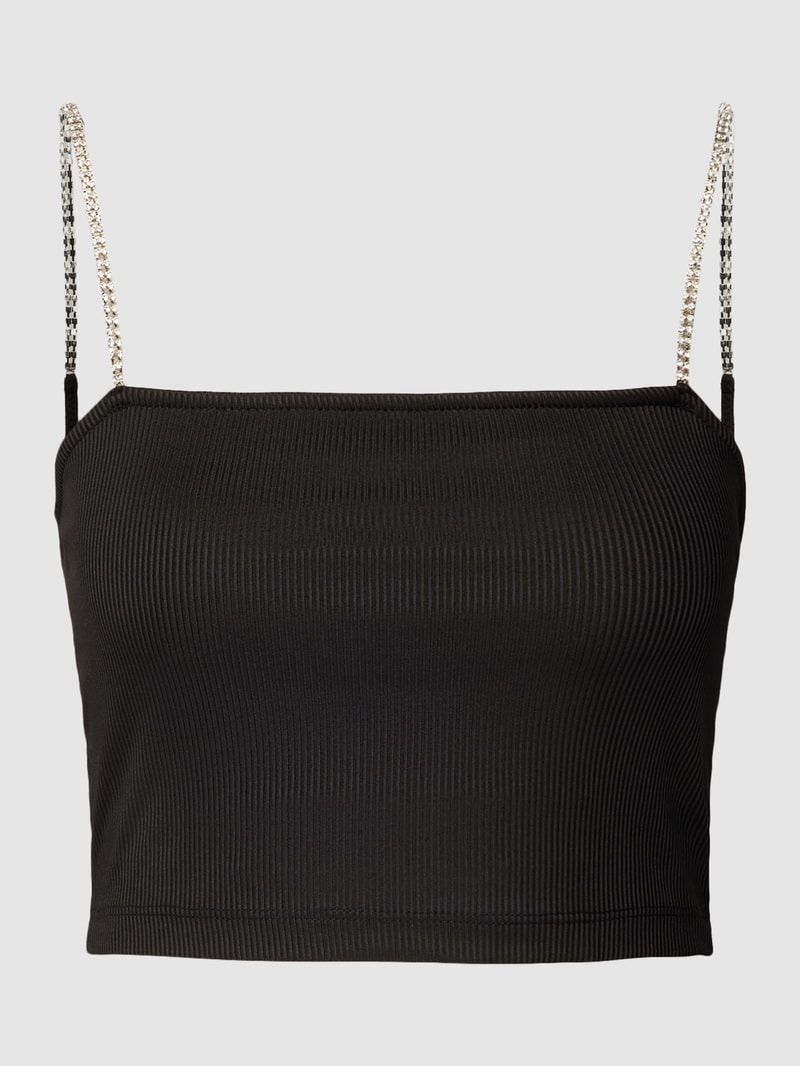 Crop Top mit Feinripp Modell 'RHINA' in black