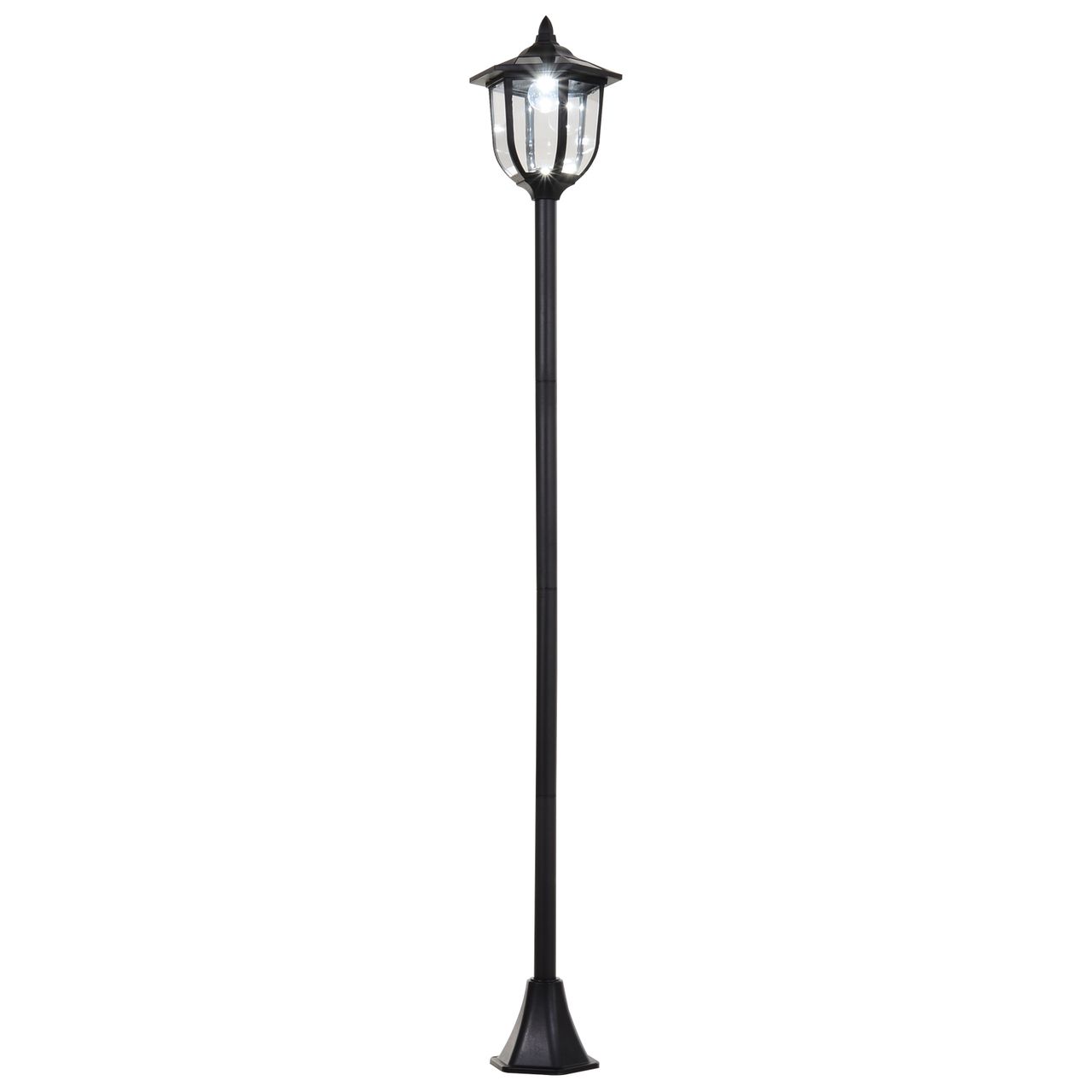 Outsunny Solar LED Gartenlaterne, 30/60 Lumen, Kunststoff, Schwarz