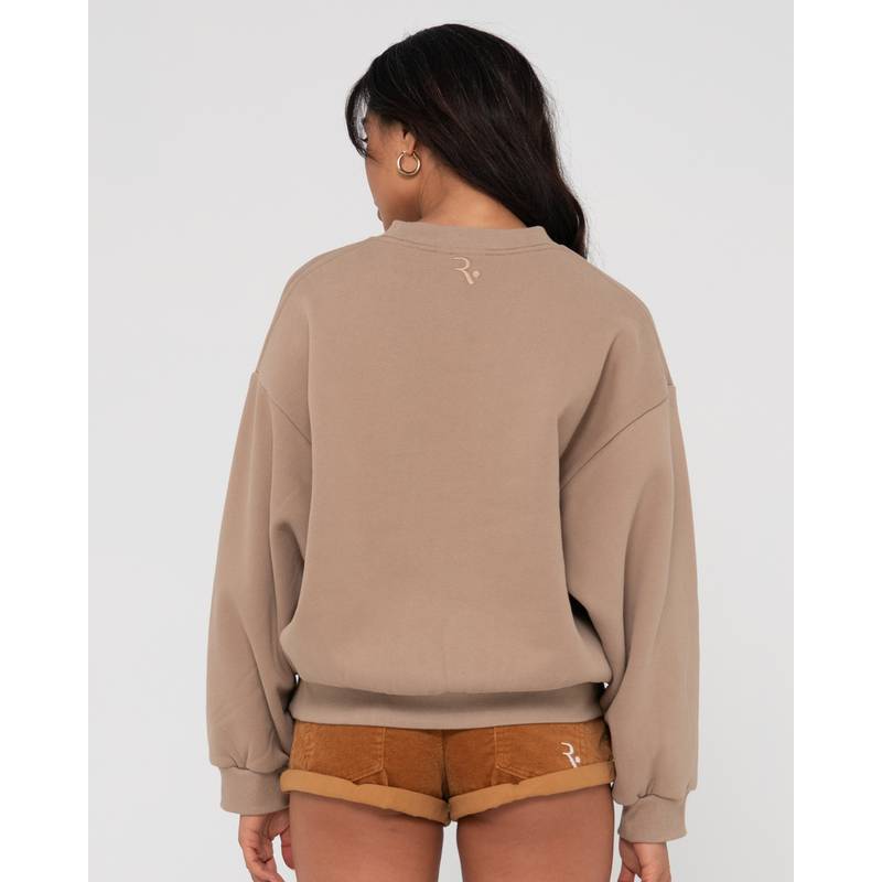 RUSTY SIGNATURE OVERSIZE CREW FLEECE Rundhalspullover Damen