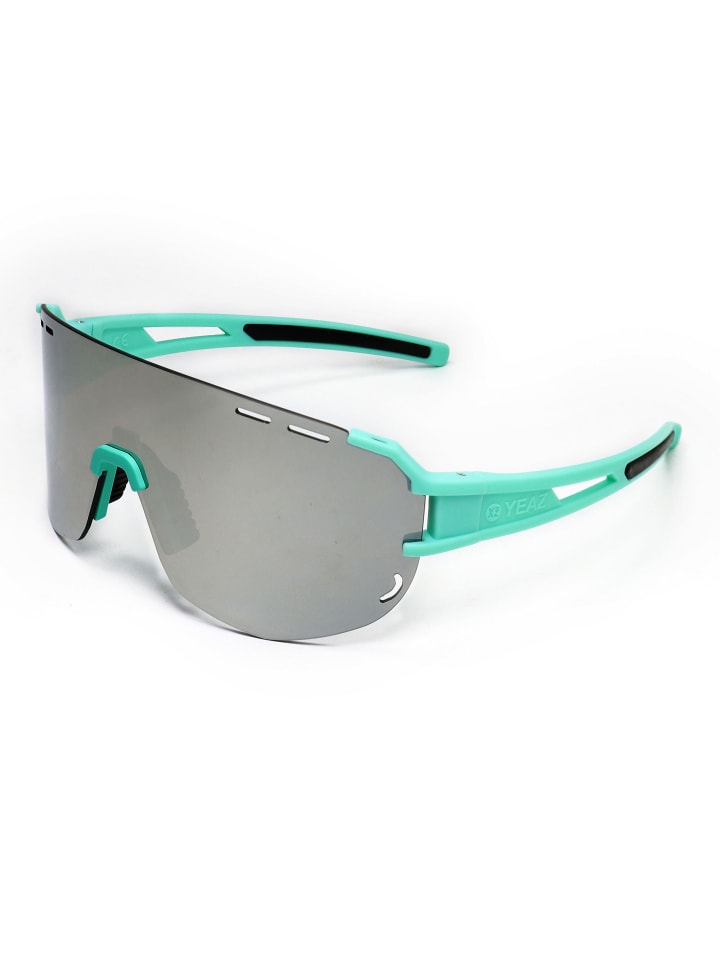 YEAZ SUNGLOW Sport-Sonnenbrille weiß/blau in grün / silber günstig kaufen onesize