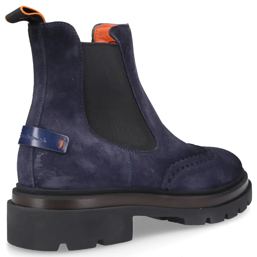 Santoni - Chelsea Boots 17701 Veloursleder - blau
