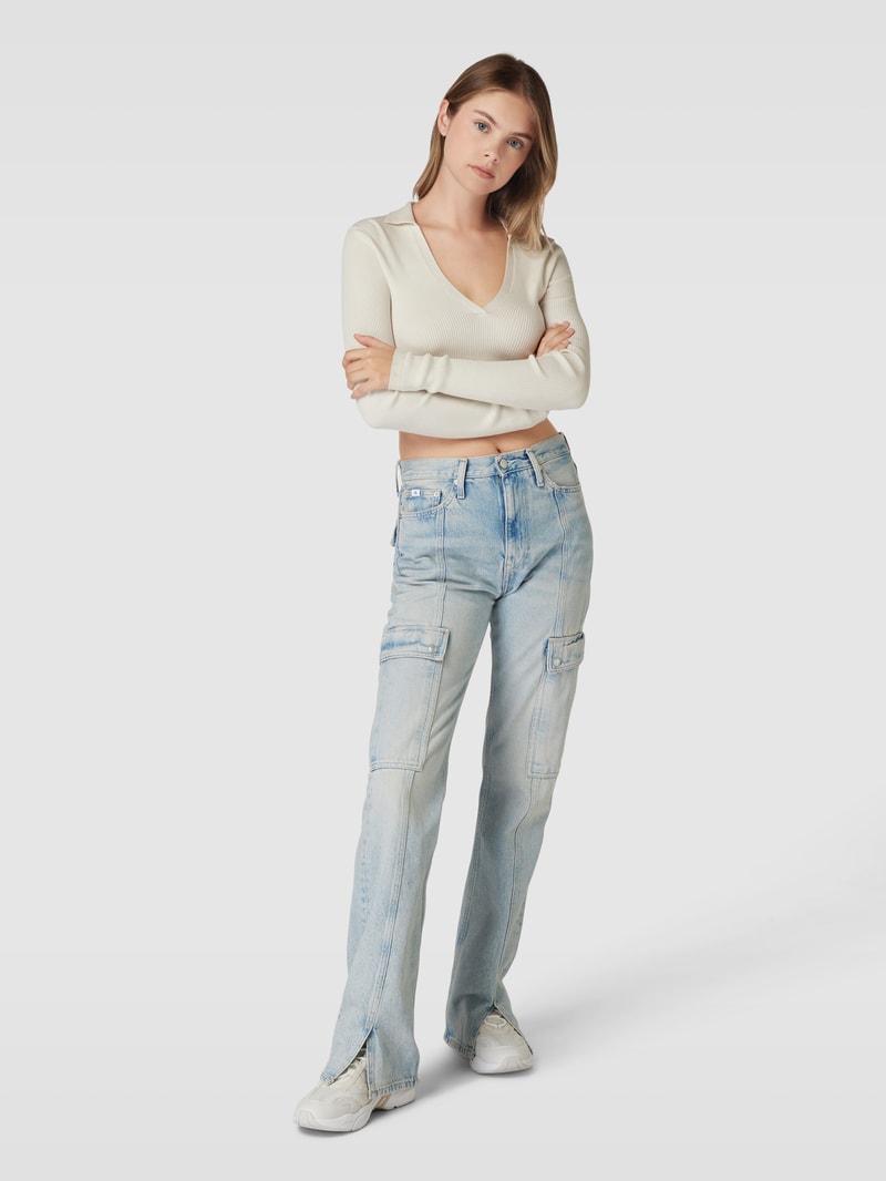 Bootcut Jeans im Used-Look in hellblau