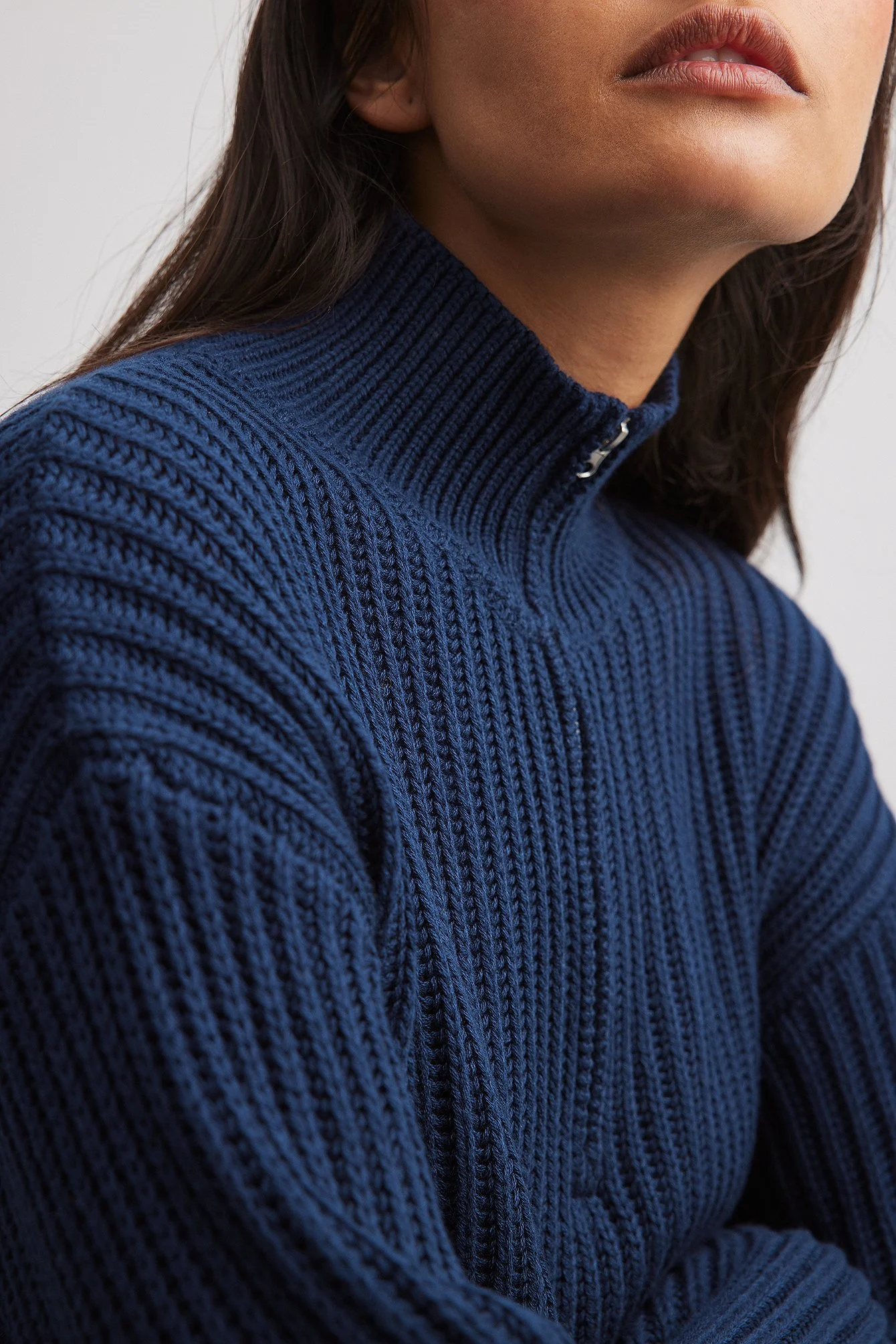 Reißverschluss vorne Strickpullover