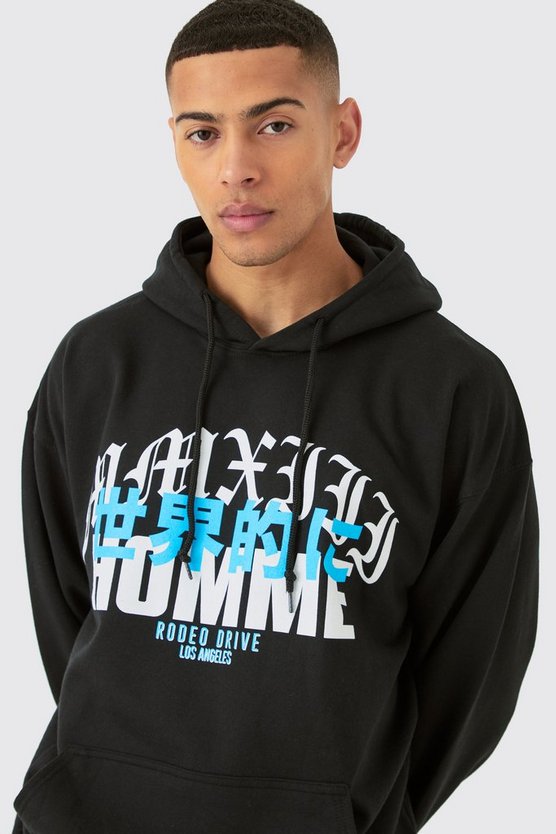 Oversize Hoodie mit Homme Print