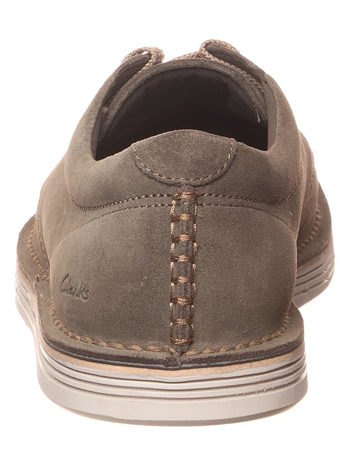 Clarks Leder-Schnürschuhe ''Forge Vibe'' in Khaki günstig kaufen 42