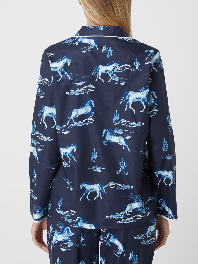 Pyjama-Oberteil aus Baumwoll-Modal-Mix Modell 'Verity' in marineblau