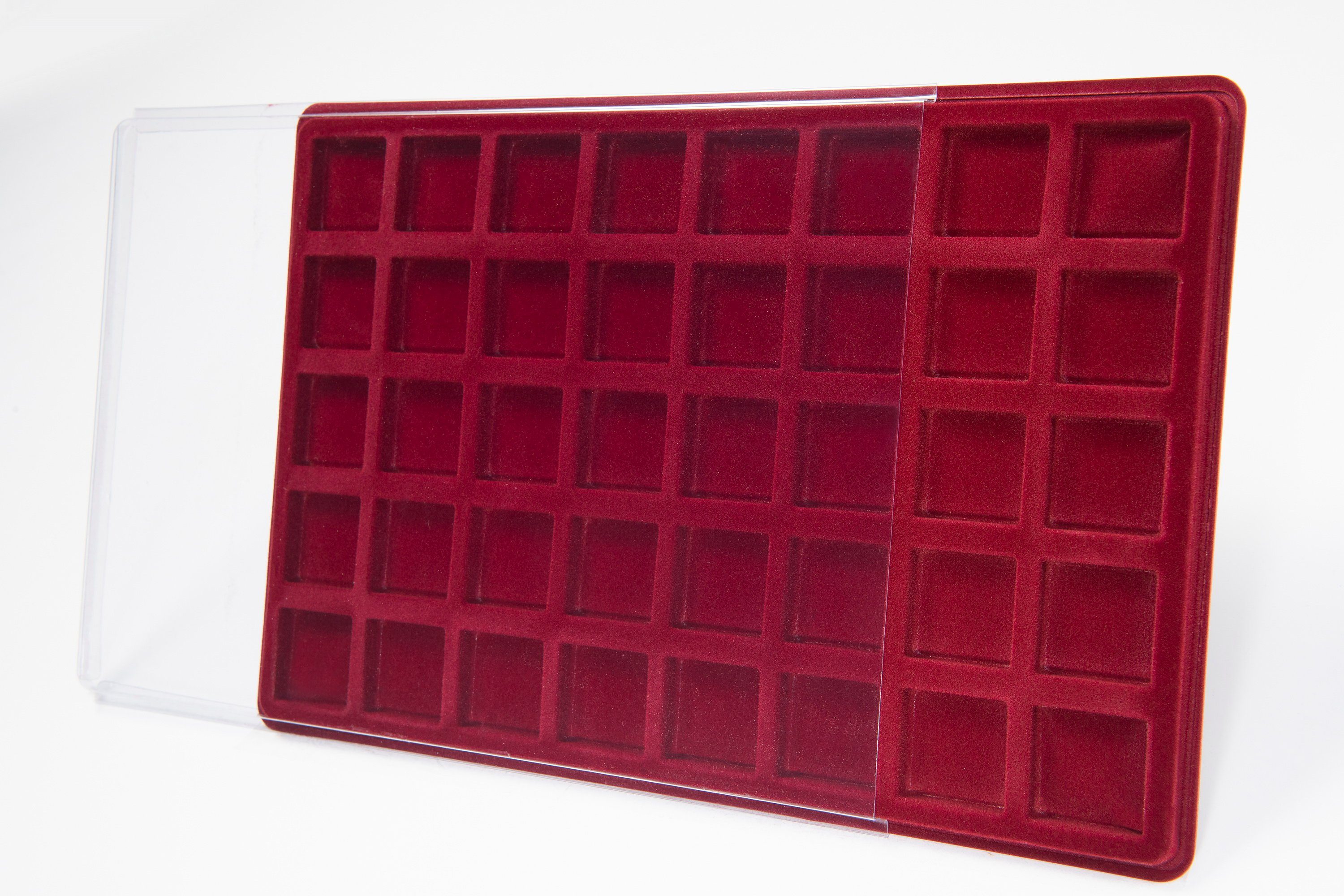 MC.Sammler Münzetui MC.Sammler Münzentableau Münztableau mit Schutzdeckel, Münzkoffer, Münzkassette, verschiedene Varianten zur Auswahl, 40 Fächer - 32x32mm