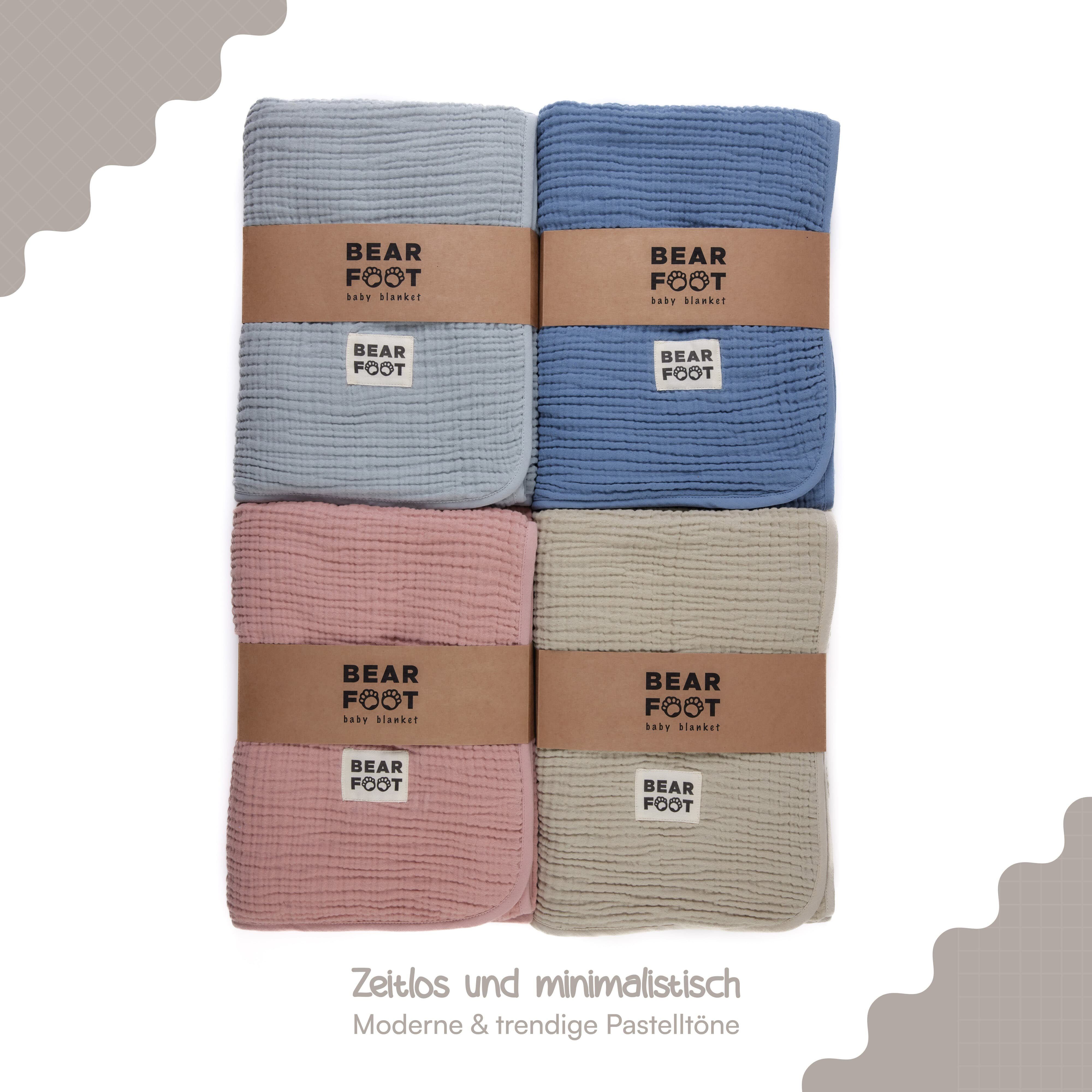 Babydecke Babydecke Musselin Fleecedecke flauschig weich - braun, BEARFOOT, flauschige Kuscheldecke, Baby, Neugeborene, Geschenk Junge & Mädchen