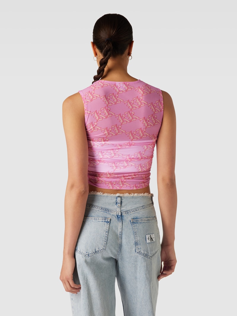 Top mit Allover-Label-Print in pink