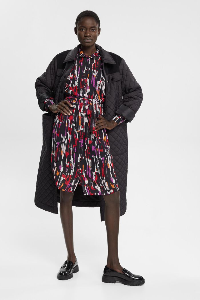 Gemustertes Chiffon-Kleid mit Bindegürtel