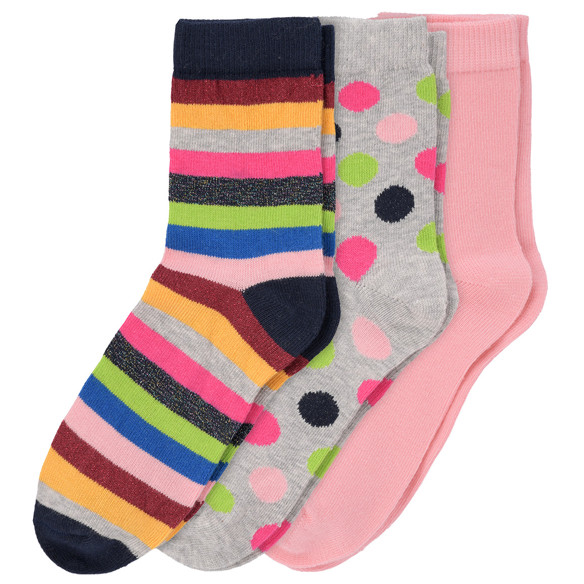 3 Paar Mädchen Socken in bunten Dessins
