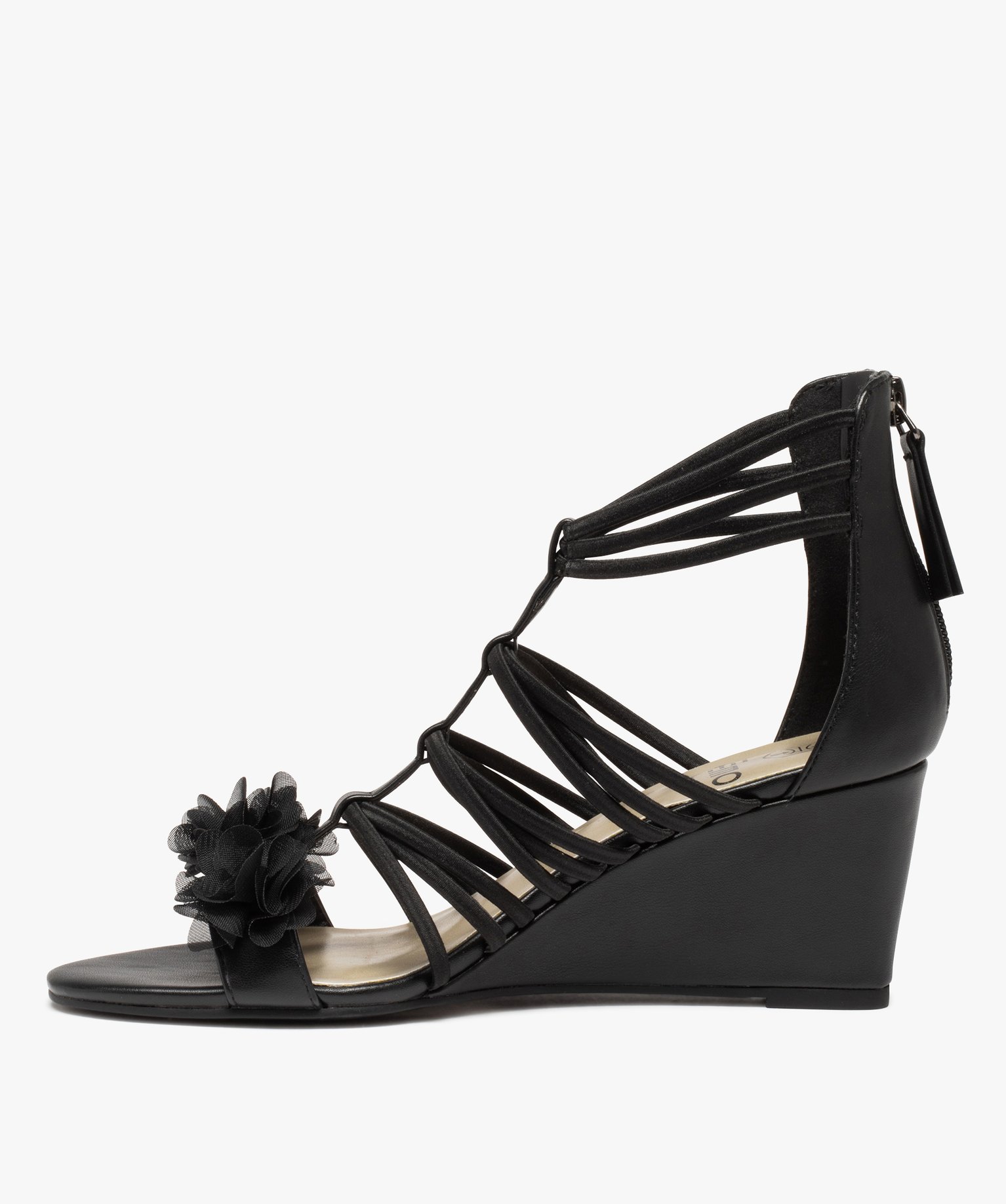 Sandales femme compensées avec contrefort fermé noir | GEMO