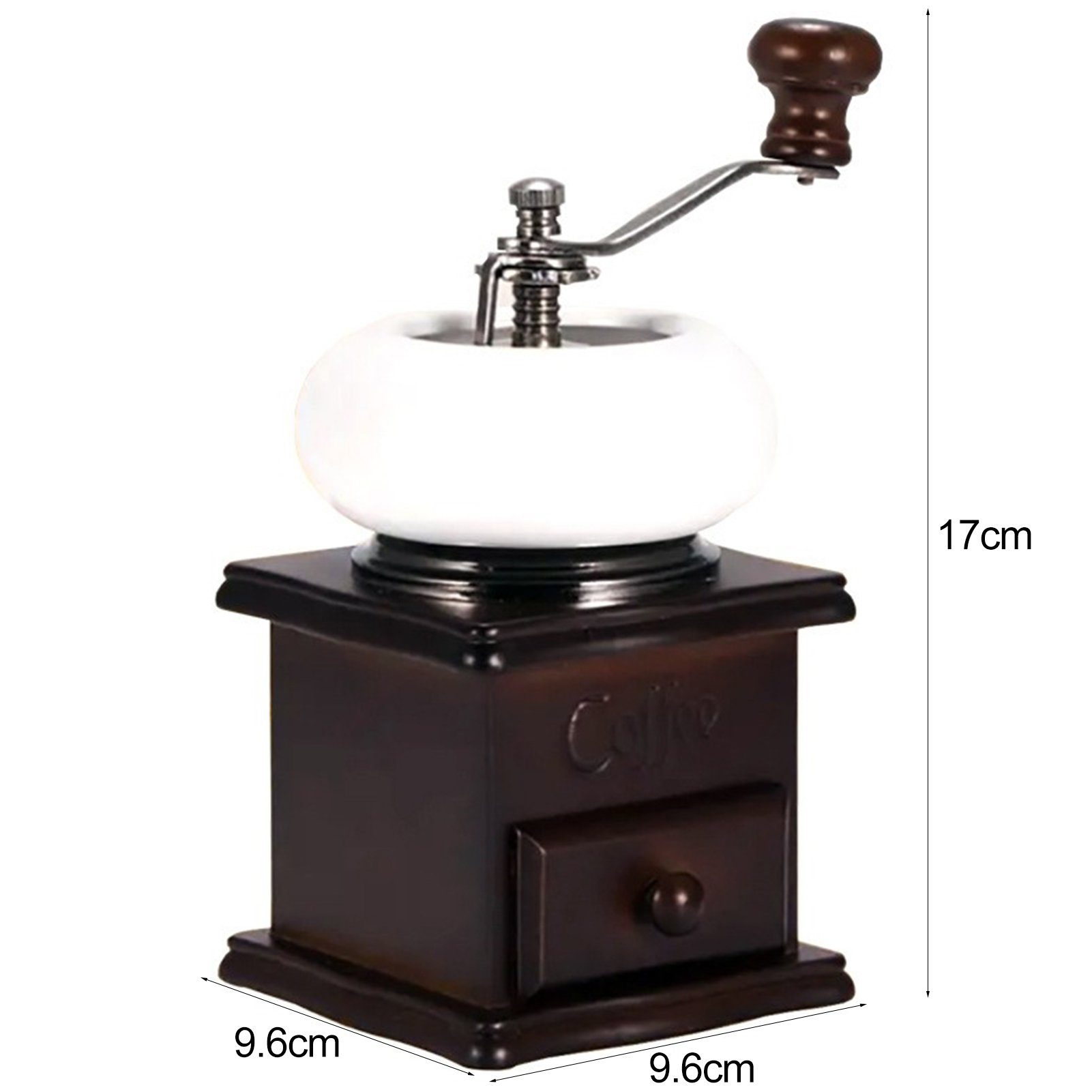 farfi Kaffeemühle Tragbare Retro-Handkaffeemühle mit Schublade, mit Schublade,tragbar,Anti-Rost