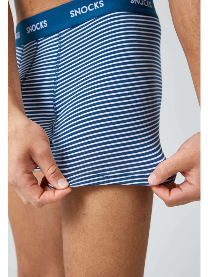 SNOCKS Boxershorts aus Bio-Baumwolle 6 Stück in Blaue Streifen günstig kaufen