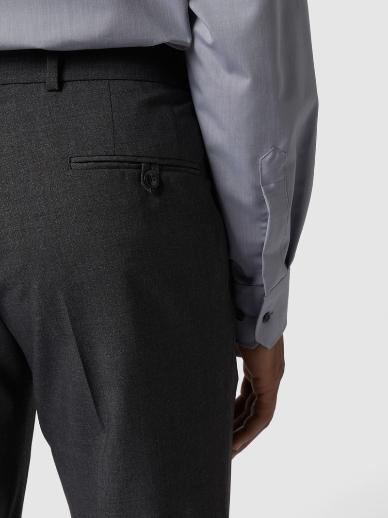Regular Fit Hose aus Schurwoll-Mix mit Stretch-Anteil Modell 'Enrico' in mittelgrau meliert