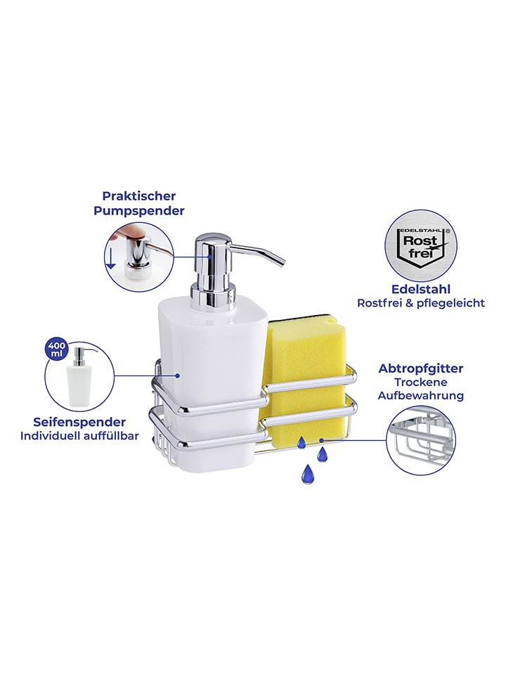 Wenko 2tlg. Set: Spülmittelspender mit Schwamm - 400 ml günstig kaufen onesize