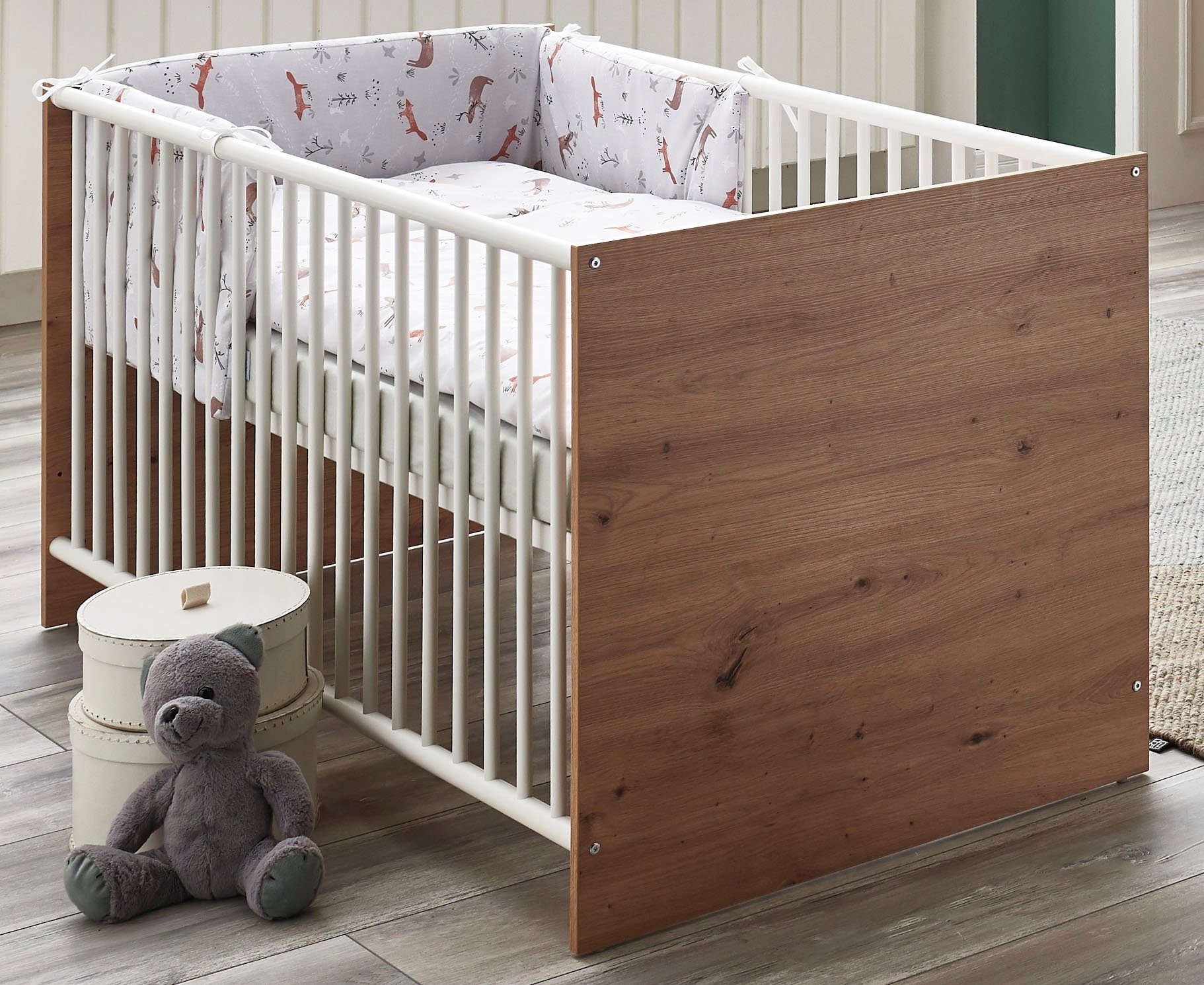 arthur berndt Babyzimmer-Komplettset Babyzimmer-Set Matheo 3-teilig, (Set, 3-St), bestehend aus Kleiderschrank, Kinderbett und Wickelkommode