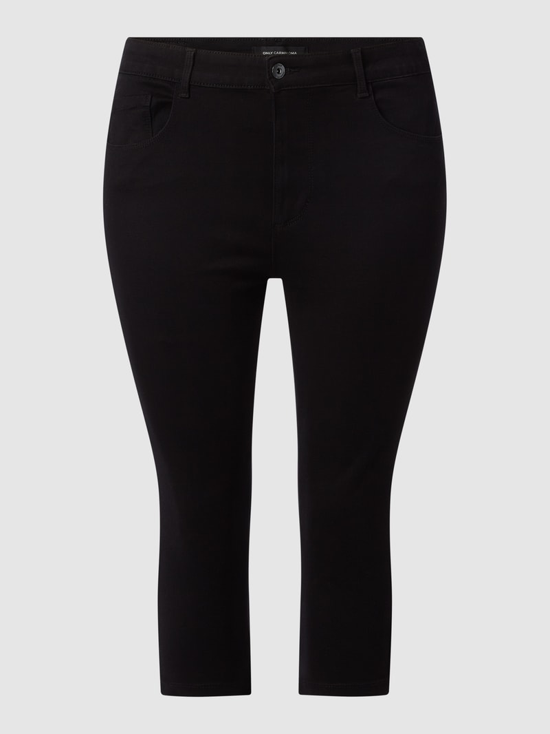 PLUS SIZE Skinny Fit Caprijeans mit Stretch-Anteil Modell 'Augusta' in schwarz