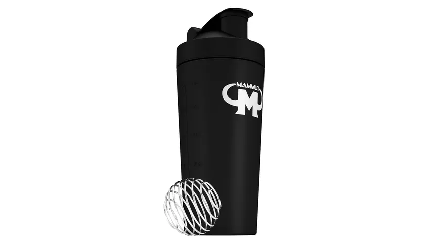 Edelstahl Shaker Design Mammut Nutrition schwarz